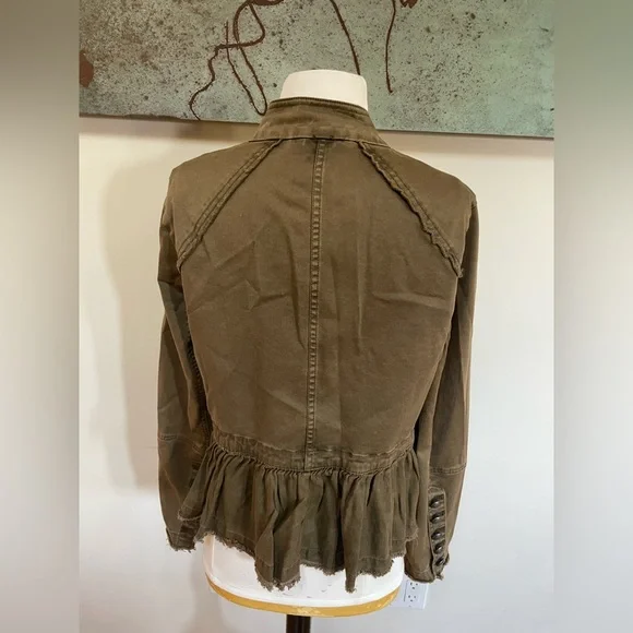 Free People Utility Peplum Double-Breasted Jacket - Olive Green - Picture 3 of 10